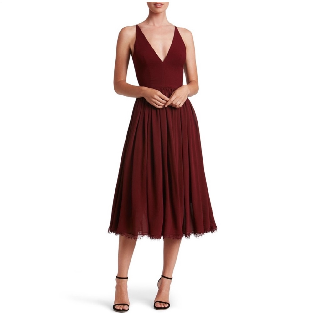 Dress the Population Alicia Mixed Media Midi Dress